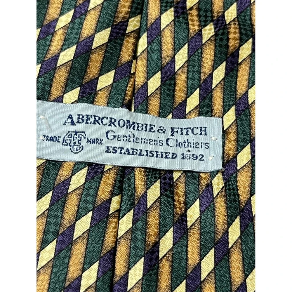 Vintage Abercrombie Fitch USA Silk Wide Geometric Designer Necktie 90s‎